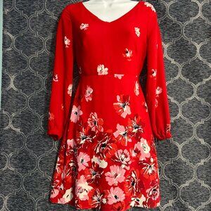 White House Black Market women's 00p long sleeve midi v-neck dress